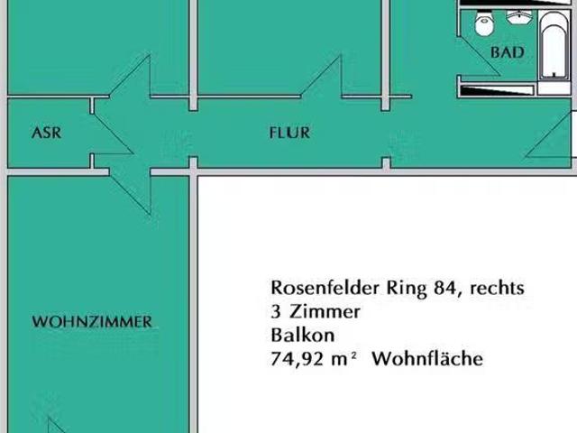 1 Zimmer Wohnung in Rosenfelder Ring, Bezirk Lichtenberg
