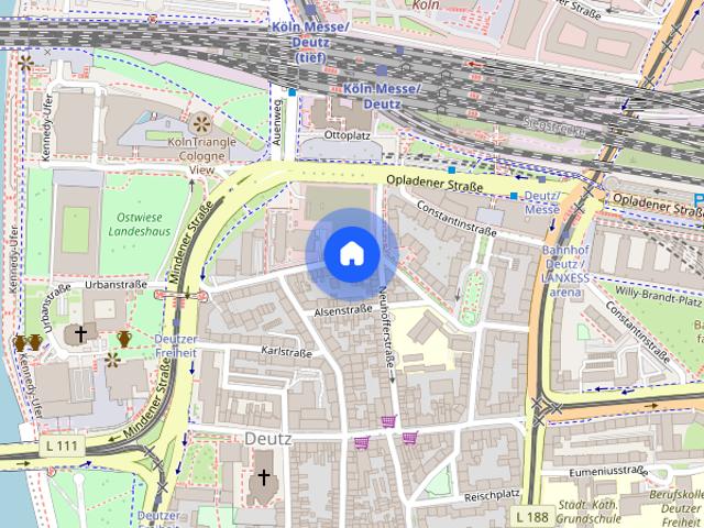 1 Zimmer Apartment direkt am Bahnhof Deutz/Messe Sie 3601