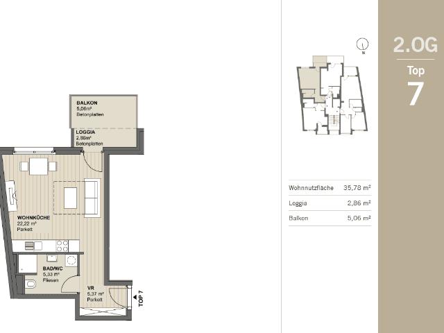 1 Zimmer Neubau mit Balkon und Loggia in Wien 1140