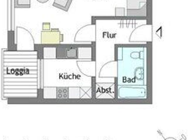 1 Zimmer Singlewohnung in Mülheim Saarn