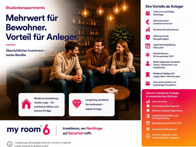 1 Zimmer Studenten Apartment direkt an der Universität Bayreuth