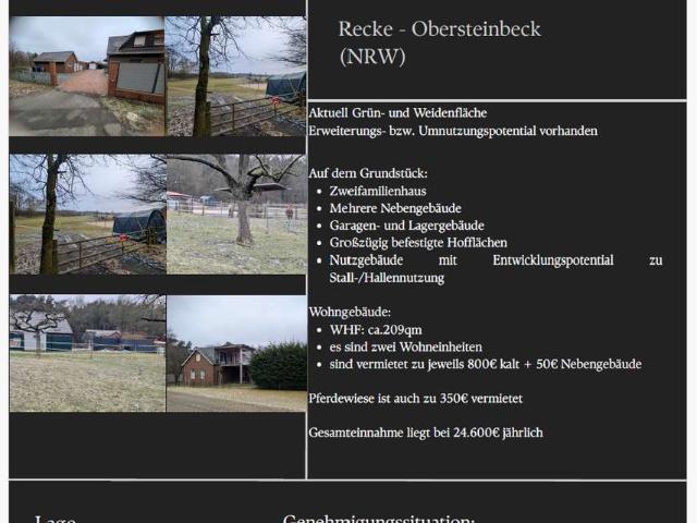 1 2 Familienhaus auf dem Land incl Pferdeställen/Wiesen in Recke Obersteinbeck