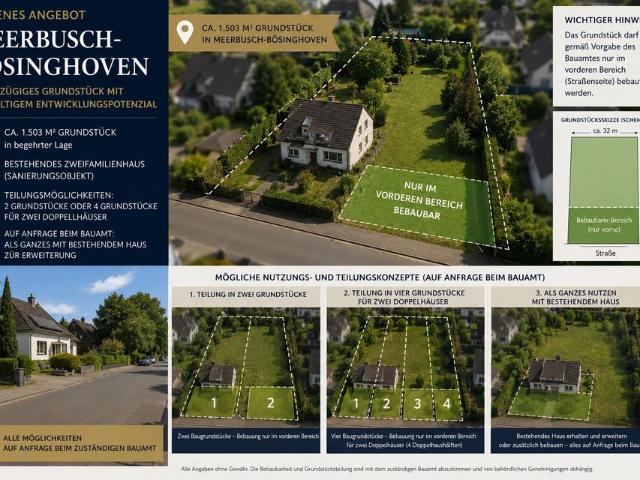 1. 503 m² Grundstück in Meerbusch Bösinghoven mit Baupotenzial