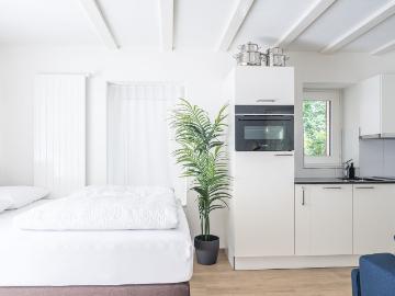 1.5 room furnished apartment with private terrace – 2 minutes from the main station, Zurich Amsterdam Apartments for Rent