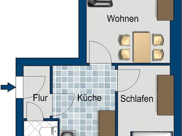 1,5 Zimmer mit Kohleofen, saniert mit modernem Bad / Dusche