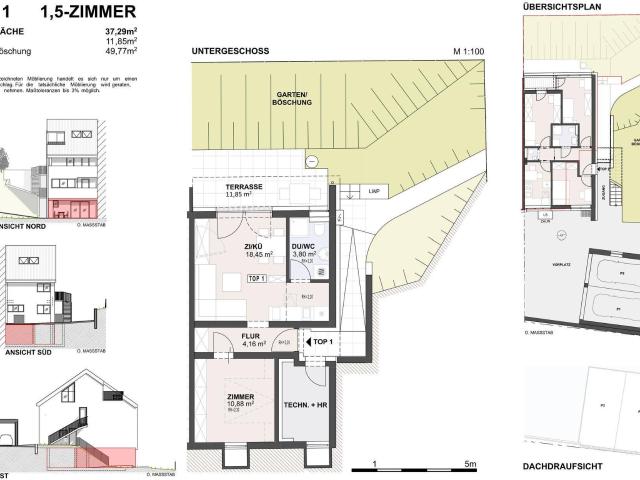 1,5 Zimmer Wohnung mit Terrasse und Gartennutzung