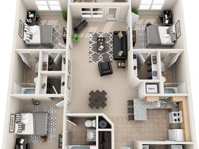 1x1 in a 3x3 at lux 13 apartments