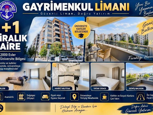 2000 Evler Üniversite Bölgesi 1+1 Kiralık | Geniş Balkon