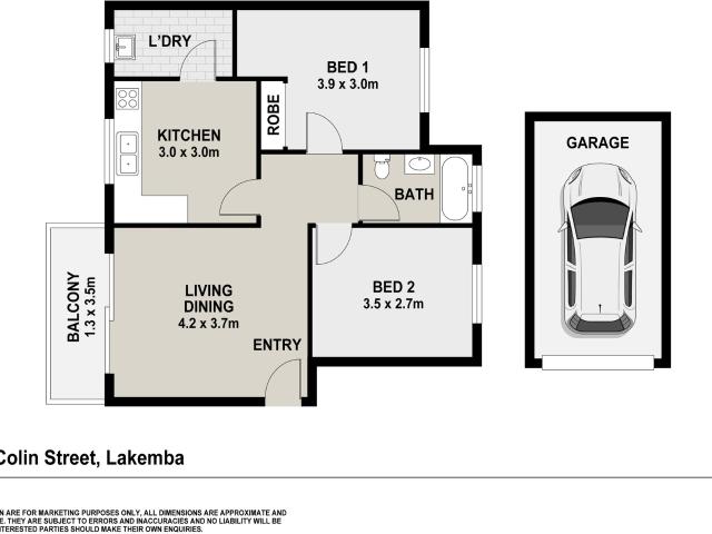 2 bedroom unit with garage