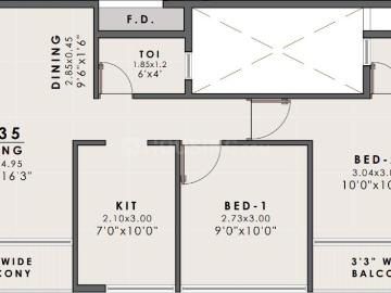 2 BHK Apartment in Kalamboli for resale Navi Mumbai. The reference number is 20116392