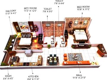 2 BHK Apartment in Salaiya for resale Bhopal. The reference number is 20544681