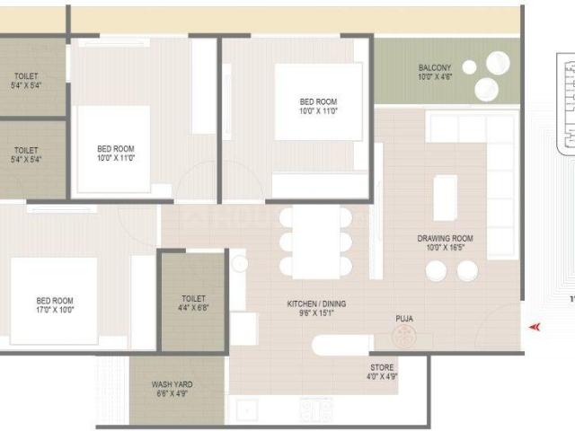 2 BHK Apartment in Shela for resale Ahmedabad. The reference number is 19114912