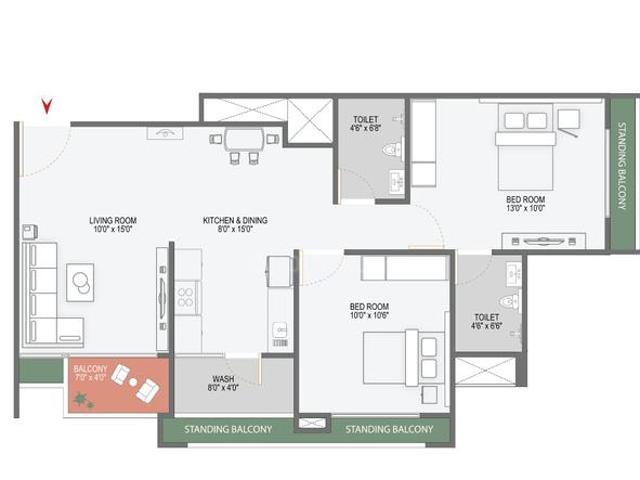 2 BHK Apartment in Shela for resale Ahmedabad. The reference number is 21123032