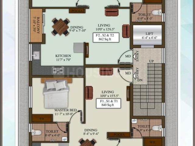 2 BHK Apartment in Perungudi for resale Chennai. The reference number is 19743286