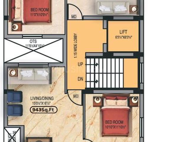 2 BHK Apartment in Vadapalani for resale Chennai. The reference number is 21196908