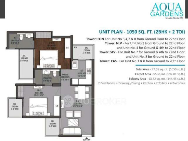 2 BHK Flat In Shree Radha Aqua Garden For Sale In Aqua Gardens 23 Bhk Premium Apartments In Greater Noida West