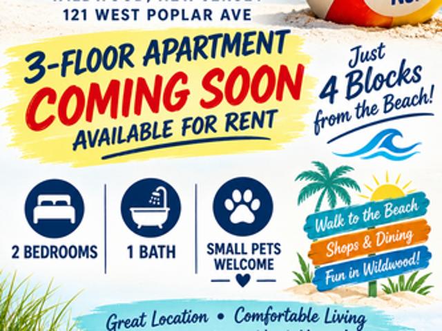 2 BR, 1 BA Apartment 121 W Poplar Ave, Unit 3, Wildwood, NJ 08260