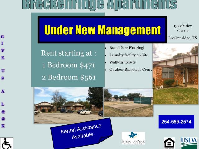 2 BR, 1 BA Apartment 137 Shirley Courts, Breckenridge, TX 76424