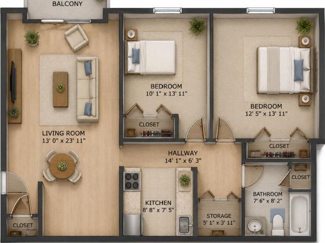 2 BR, 1 BA Apartment 6817 Brooklawn Dr, Unit 2 beds, 1 bath, $969, Louisville, KY 40214