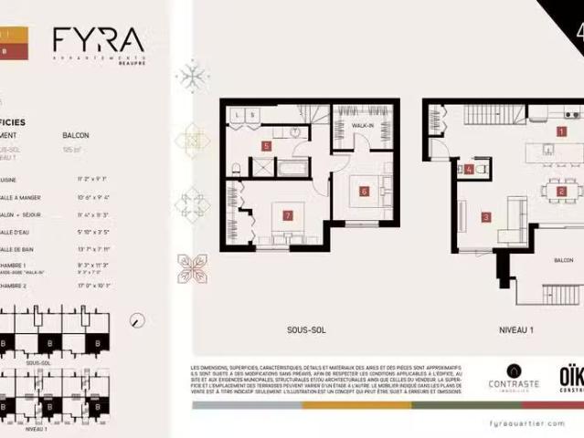 2 BR 1 BA Beaupré FYRA appartement I