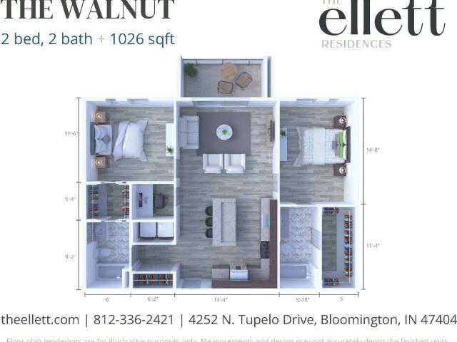 2 BR, 2 BA Apartment 4252 North Tupelo Drive Unit 304, Bloomington, IN 47404