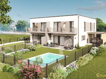 2 HÄUSER VERFÜGBAR! EXKLUSIVES DOPPELHAUSPROJEKT. 5 ZIMMER. ZIEGELHAUS MIT KELLER, BALKON, TERRASSE, CARPORT