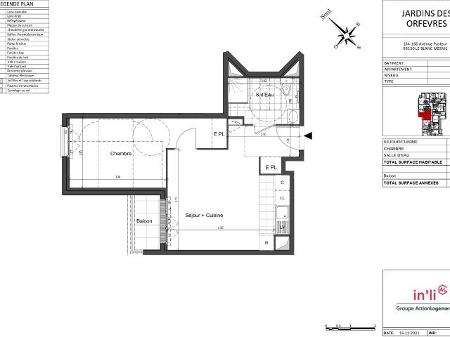 2 pièces · 42.1 m²