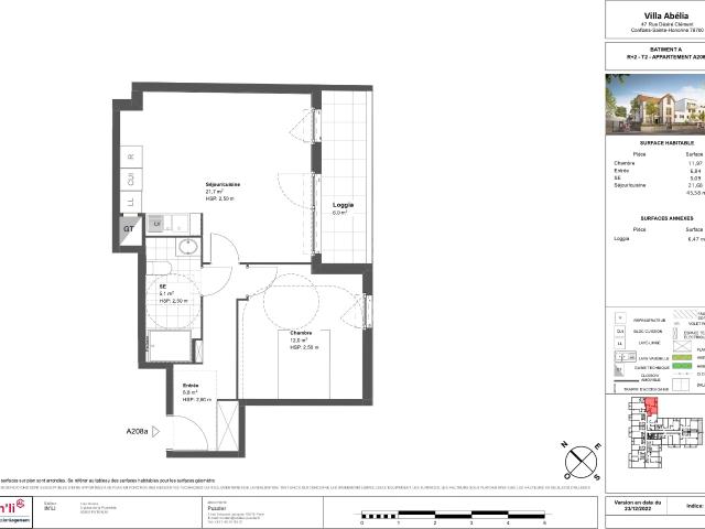 2 pièces · 45.58 m²