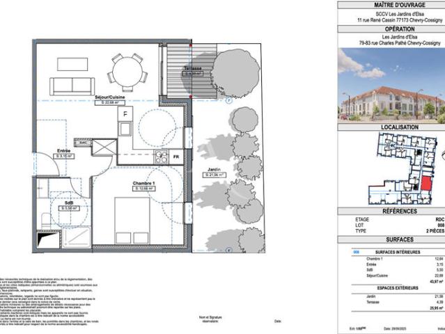 2 PIECES + parking s/sol + terrasse dans programme neuf 'Les jardins d'Elsa'