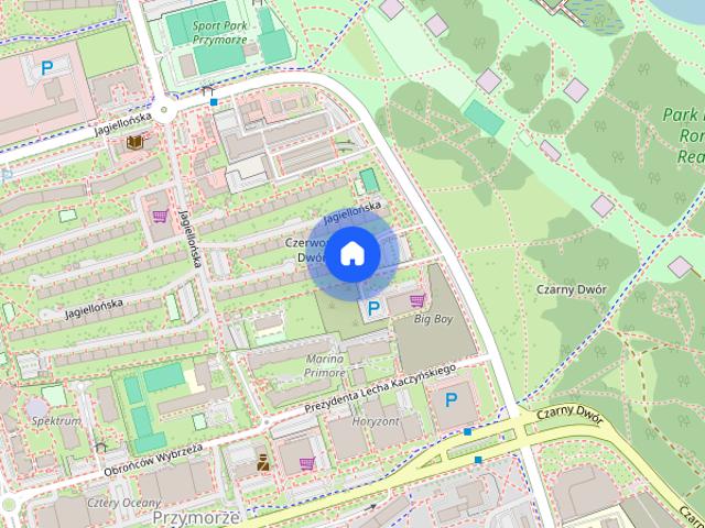 2 pokoje, I piętro, 45m2, przy samym Parku Reagana, morze 800 m