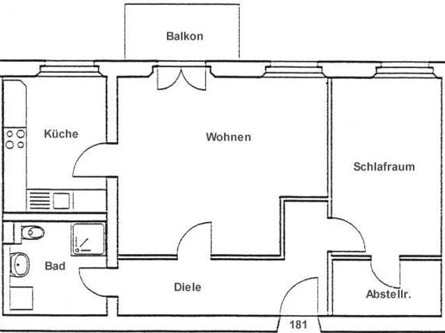 2 Raumwohnung mit Balkon