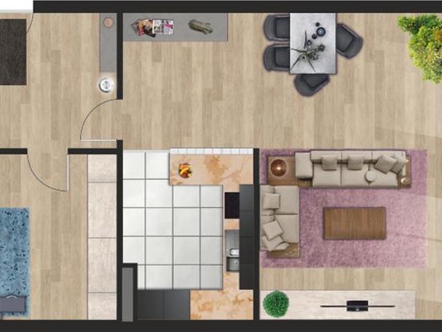 2 Raum Wohnung, 65,9 m² mit Balkon und Fußbodenheizung im Grünen