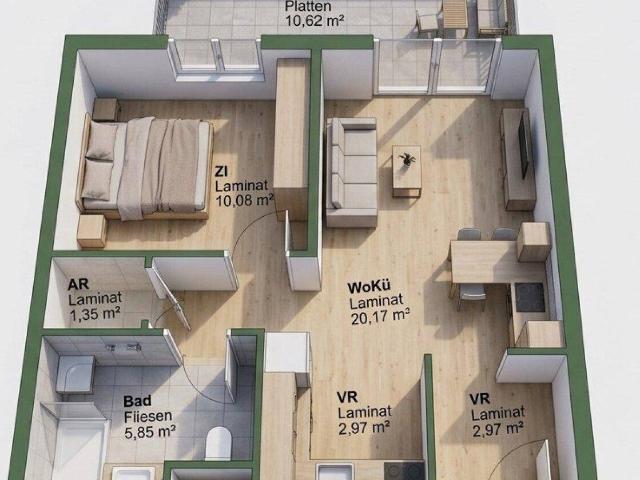 2 Zi DG Whg. mit Balkon WOHNEN AM RING LAA 34 TOP 28