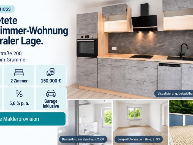2 Zi. Wohnung, 62 m², kernsaniert + Garage – Bochum Grumme, provisionsfrei