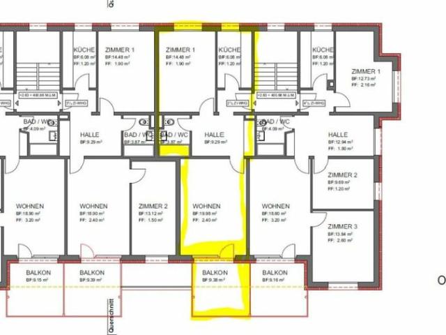 2 Zimmer, 54 m², 1. Stock