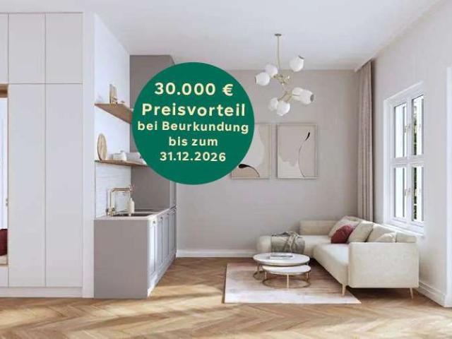 2 Zimmer Wohnung mit 4,20 m Deckenhöhe und eigenem Garten