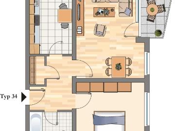 2 Zimmer Wohnung mit Balkon