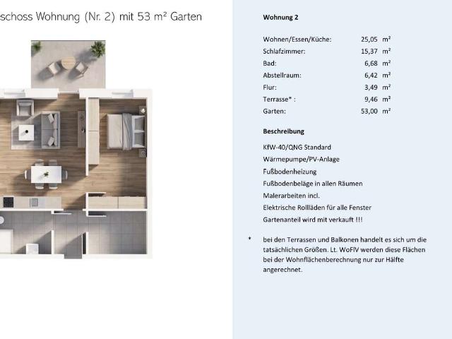 2 Zimmer Wohnung Nr. 2 mit Garten