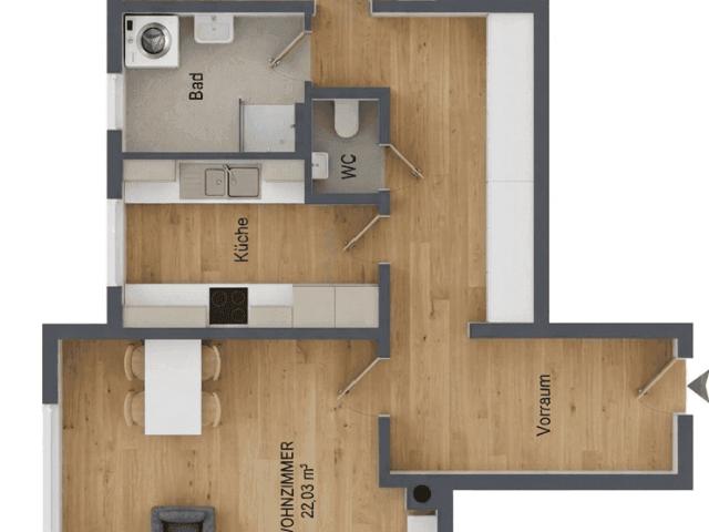 2 Zimmer Wohnung in Mariagrün – direkt an der Straßenbahn, 1 Min. zum Leechwald, mit Garten, Sauna & Parkplatz