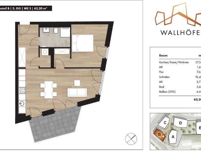 2 Zimmer Wohnung in den Wallhöfen