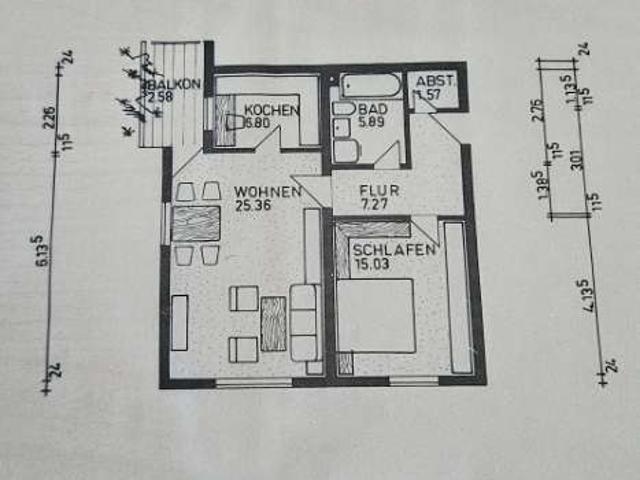 2 Zimmer Wohnung in Pforzheim Würm mit Balkon + Stellplatz