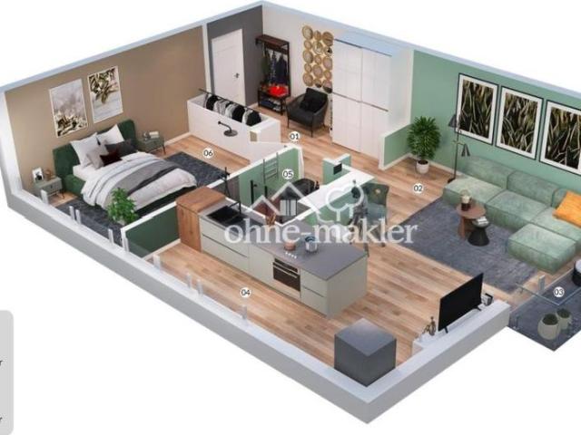 2 Zimmer Wohnung, v t oll möbliert, Pauschalmiete, Düsseldorf Unterbilk