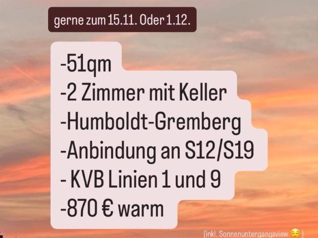 2 Zimmer Wohnung 51qm Humboldt Gremberg Grenze zu Deutz