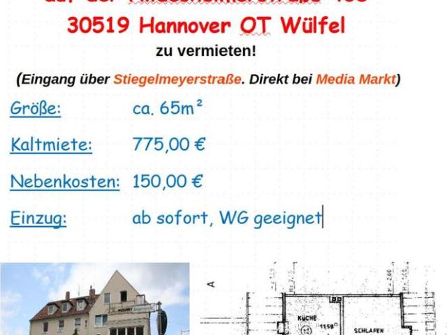 2 Zimmer DG Wohnung in Hannover Wülfel WG geeignet