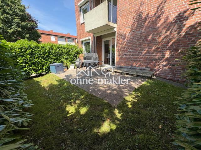 2 Zimmer EG Wohnung mit großer, eingewachsener Westterrasse & Einbauküche in Finkenwerder