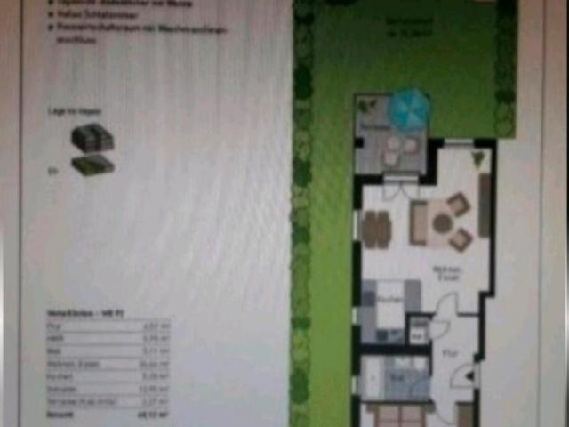 2 Zimmer EG Eigentumswohnung 60qm mit ca.95qm Garten
