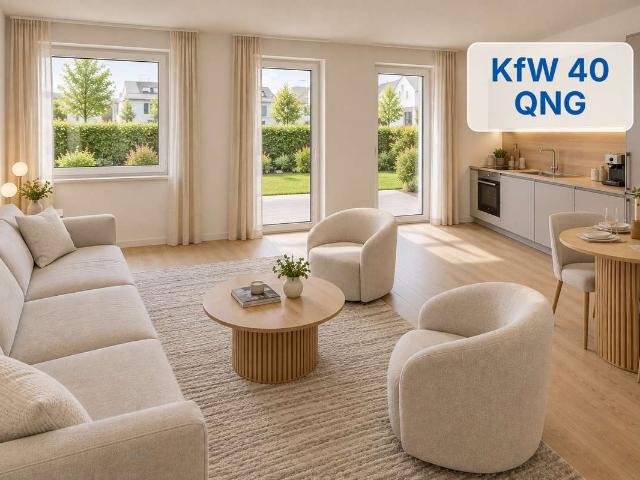 2 Zimmer Erdgeschosswohnung mit Garten – Rohbau fertiggestellt – KfW 40 QNG – KfW Förderung