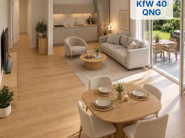 2 Zimmer Erdgeschosswohnung mit Garten – Rohbau fertiggestellt – KfW 40 QNG – KfW Förderung