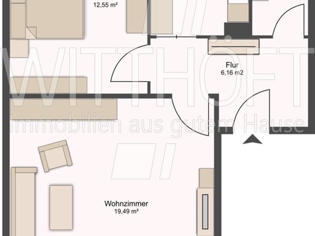 2 Zimmer Erdgeschosswohnung mit kleinem Gartenanteil