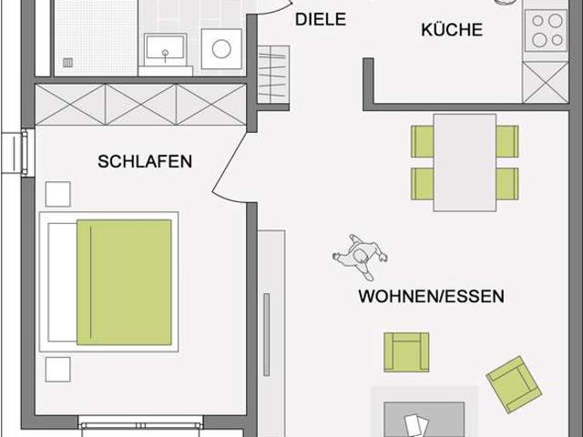 2 Zimmer im Dachgeschoss
